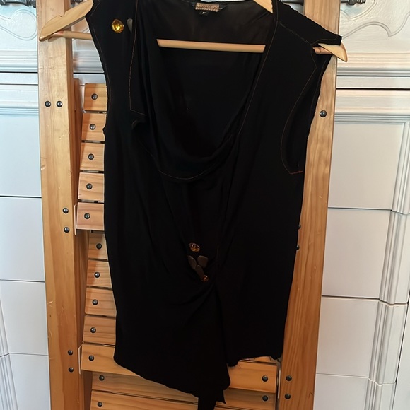 Rozae Nichols black crepe top with stone accent - Picture 7 of 11